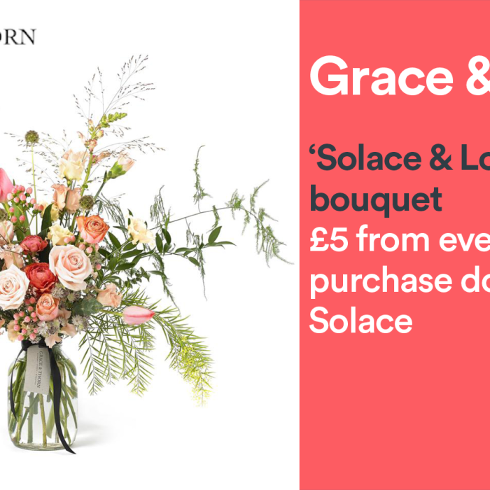 grace and thorn. solace and love bouquet. £5 from every purchase donated to solace