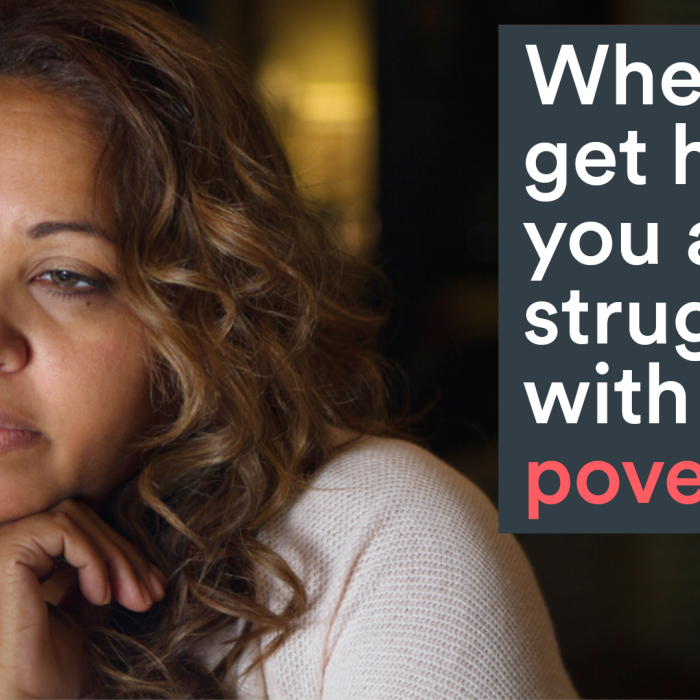 Woman looking off centre - text reads where to get help if you are struggling with fuel poverty